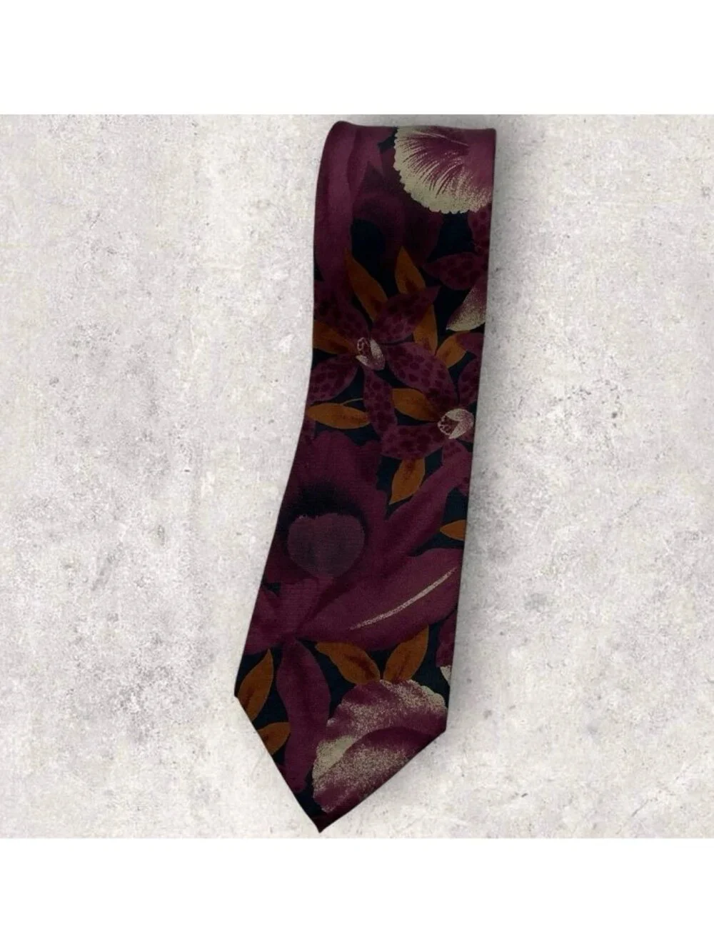 CHRISTIAN DIOR Silk Tie USA Purple Black Brown Floral W:3.6